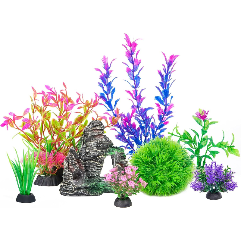 Planted Aquarium For Goldfish - Piante Artificiali per Acquario, Set Decorativo